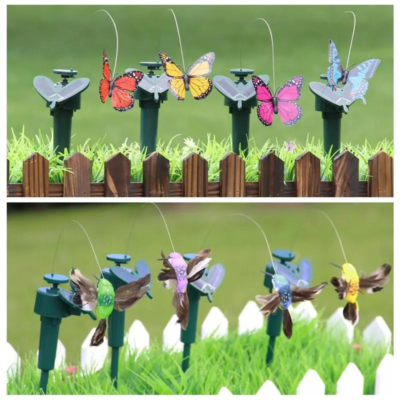 Solar-Powered Hummingbird & Butterfly Garden Sculpture – Animated Outdoor Decor