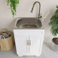 Laundry Sink Cabinet Combo – Stainless Steel Utility Sink with Pull-Down Faucet and Storage Base
