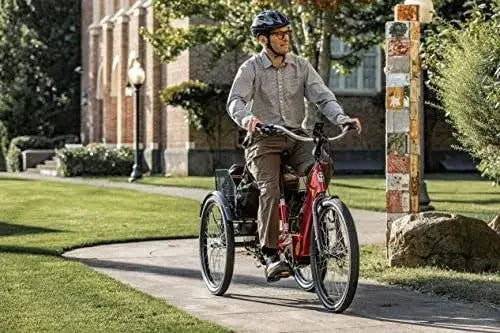 Schwinn Meridian Adult Tricycle – 26-Inch Beach Cruiser, Low-Step Frame, Wide Comfort Saddle, Foldable Basket