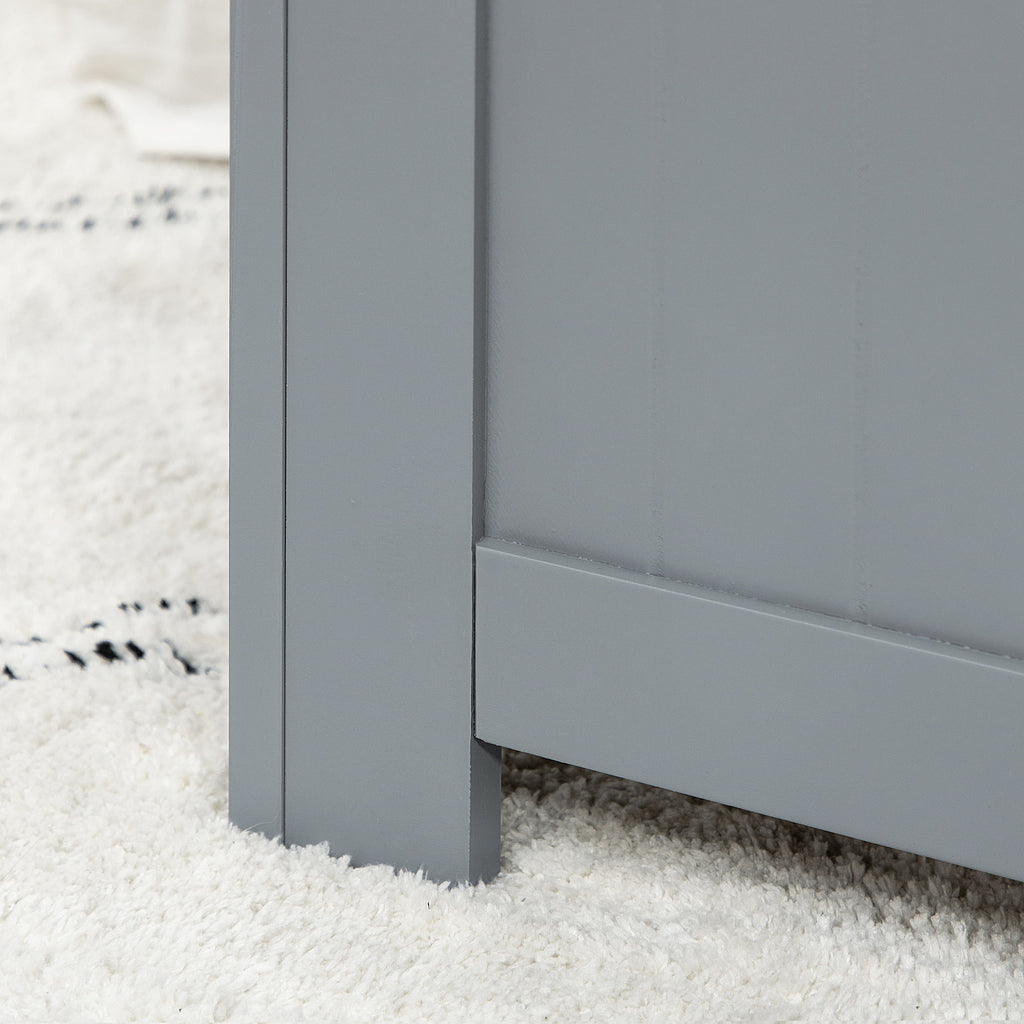 HOMCOM Sitzbank mit Stauraum im Landhausstil, inkl. Sicherheitsscharniere, Truhe, 81 cm x 40 cm x 46 cm, Hellgrau