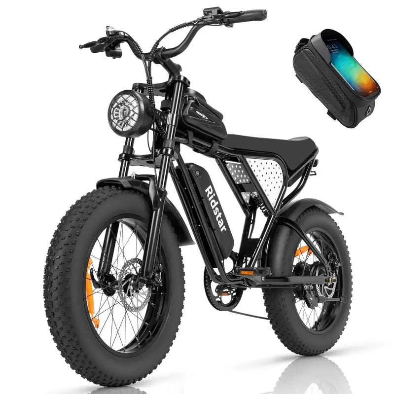 Ridstar 1200W Fat Tire E-Bike – 48V/15.6Ah Battery, 48 km/h Top Speed, Full Suspension, 20″ Wheels