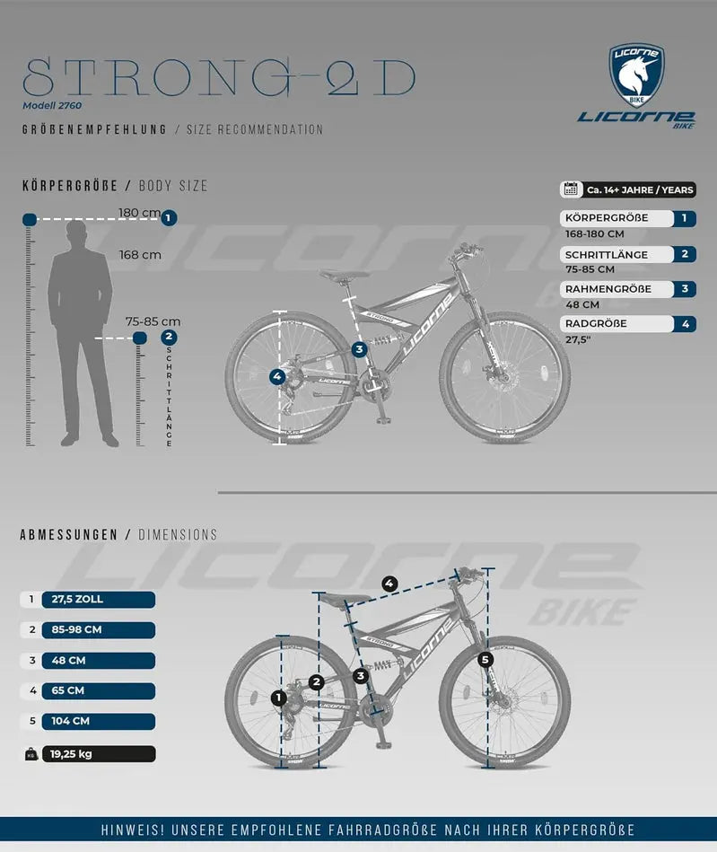 Licorne Bike Strong 2D Premium Hardtail Mountain Bike – Aluminum Frame, 21-Speed Drivetrain