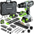 WORKPRO 20V Cordless Drill Driver Kit with 102-Piece Accessory Set, Dual 2.0Ah Batteries & Rapid Charger