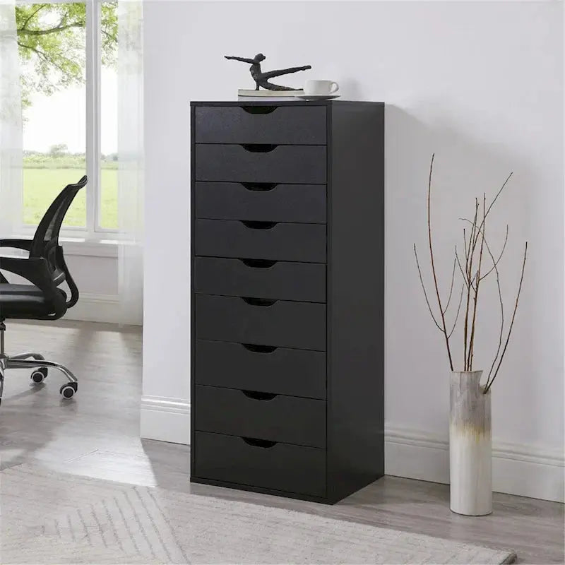 Wooden Lateral File Cabinet – Mobile Office Storage Unit with Locking Drawers