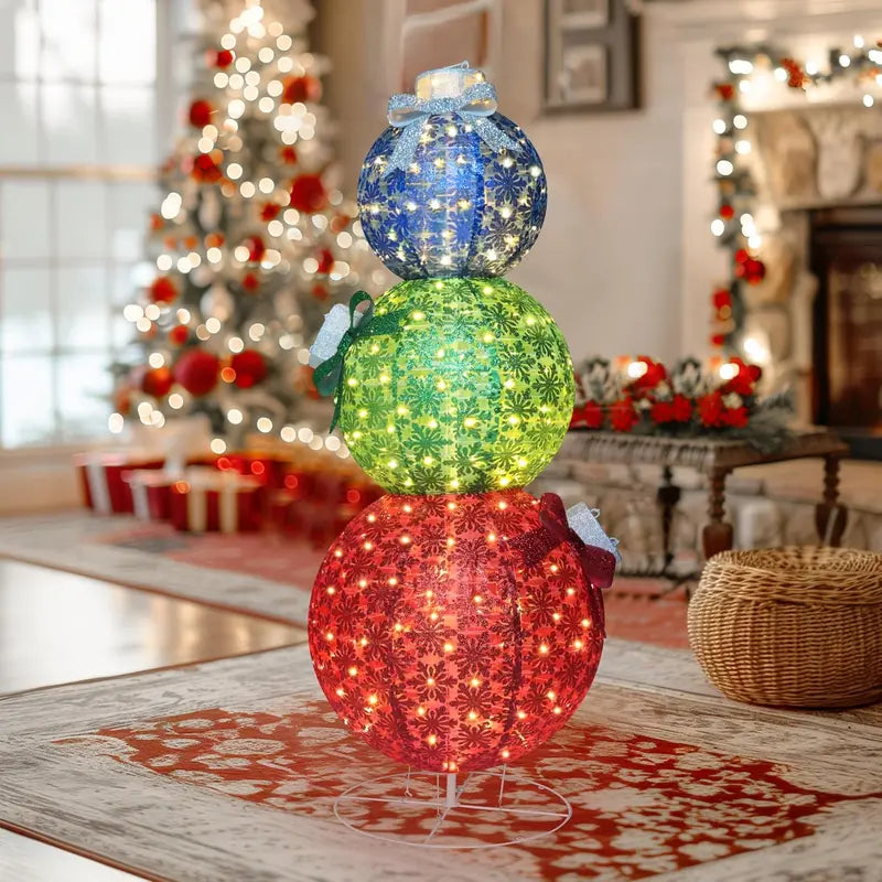 VEIKOU Christmas Outdoor Decorations, Pop-Up Lighted Ornaments with 210 Warm White LEDs, 63″ Tall, Iron & Fabric, for Lawn & Garden