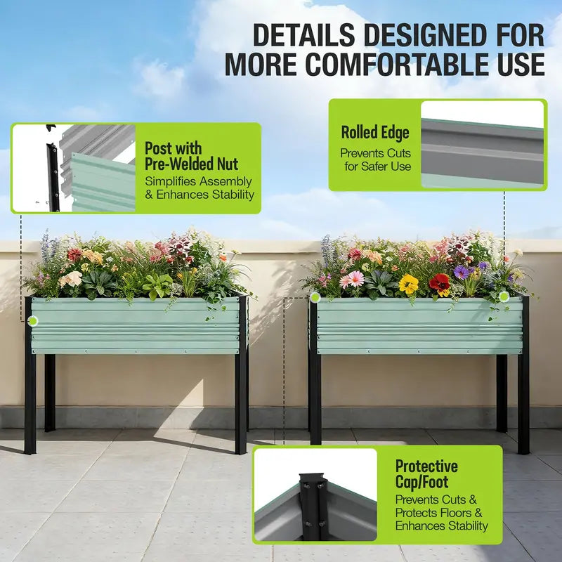 WORKPRO Galvanized Raised Garden Bed – 47.2″ x 23.6″ x 31.5″, 600-LB Elevated Planter with Legs
