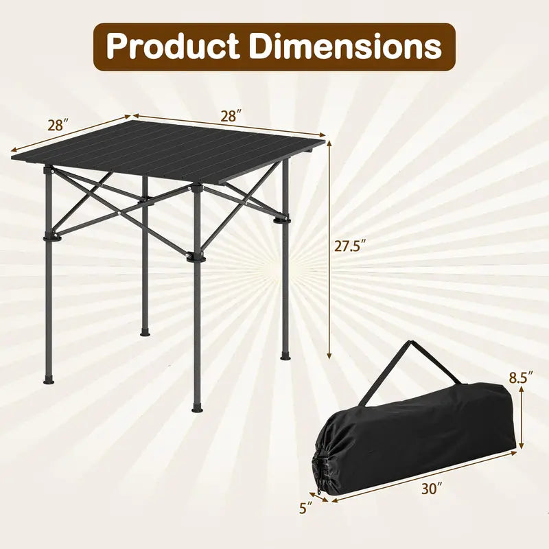 Snap-Together Portable Camping Table with Compact Fold Design and Included Carry Bag