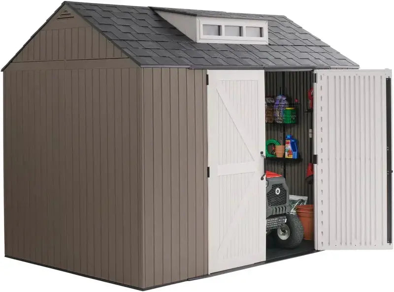 Rubbermaid Resin Outdoor Storage Shed with Floor – Weather-Resistant Gray Unit for Home Organization