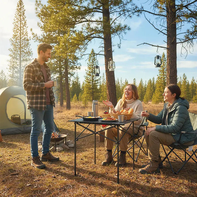 Snap-Together Portable Camping Table with Compact Fold Design and Included Carry Bag