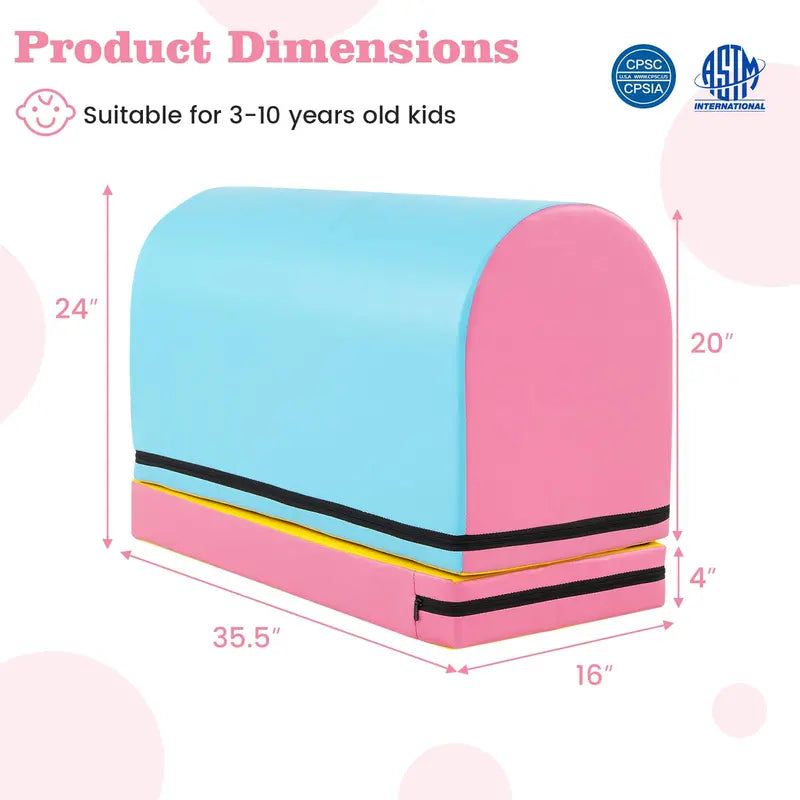 Mailbox-Style Tumbling Mat – Gymnastics Vaulting Box with Detachable Foam Mat & Carry Handle