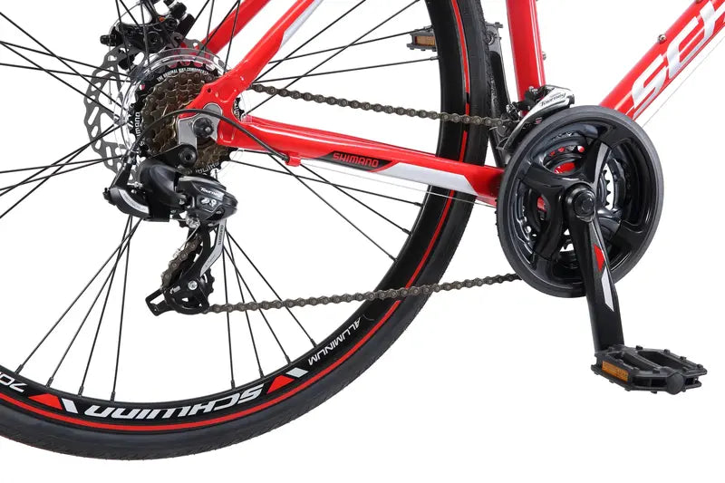 Schwinn Kempo Men's Hybrid Bike, 21-Speed, 700c Wheels, Aluminum Frame, Red