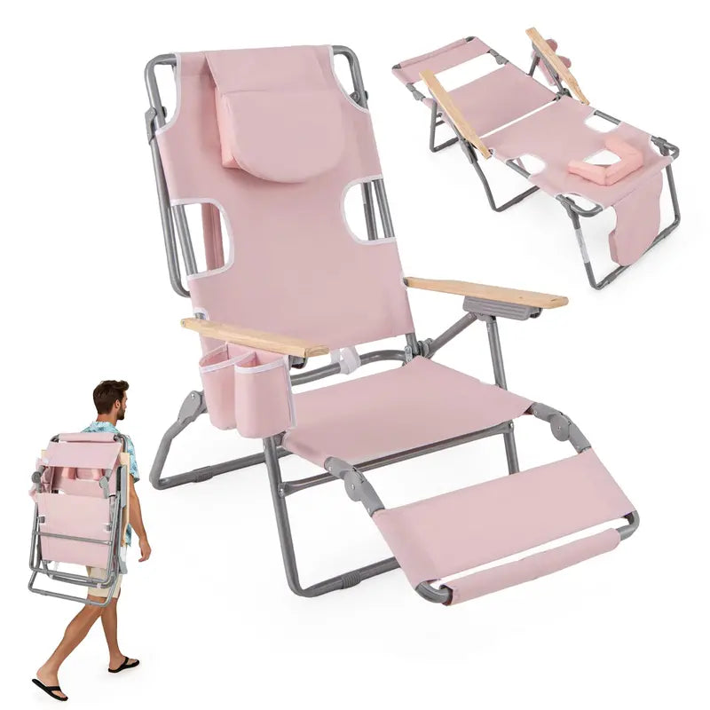 Versatile 3-in-1 Beach Chair – Foldable Recliner for Camping, Poolside, and Sunbathing