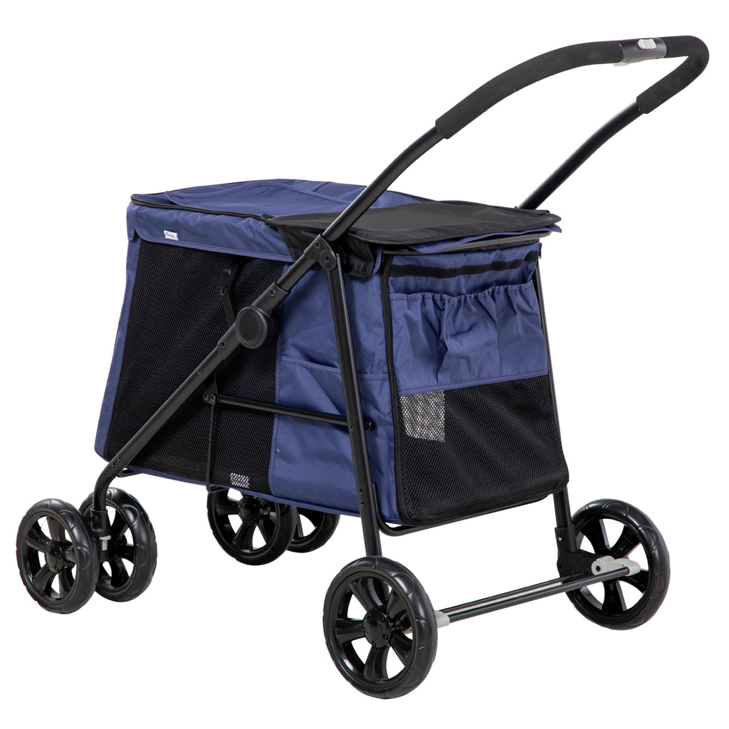 PawHut Hundetrolley bis 20kg klappbar Kissen 3 Seitentaschen 102 cm x 62 cm x 105 cm Blau