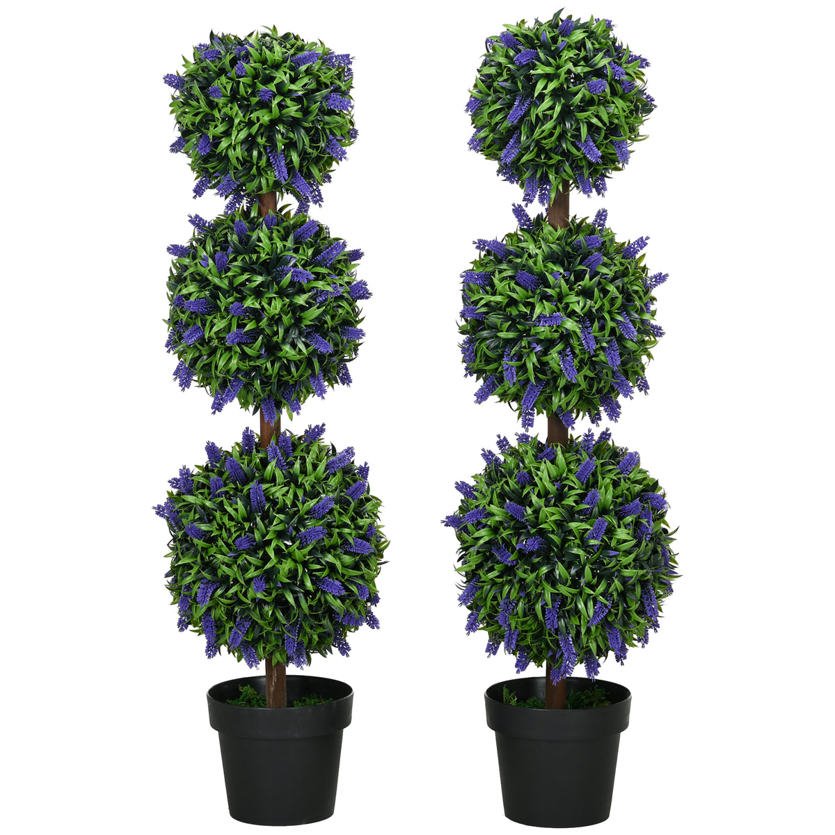 HOMCOM 2er-Set Künstliche Pflanzen, UV-beständige Kunstpflanze im Blumentopf, 110 cm Zimmerpflanze für Wohnzimmer, Garten