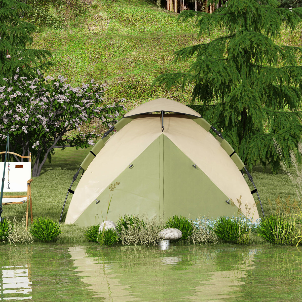 Outsunny Familien-Campingzelt für 3-4 Personen leicht belüftet wasserdicht 3000 mm Tragetasche und oberer Haken