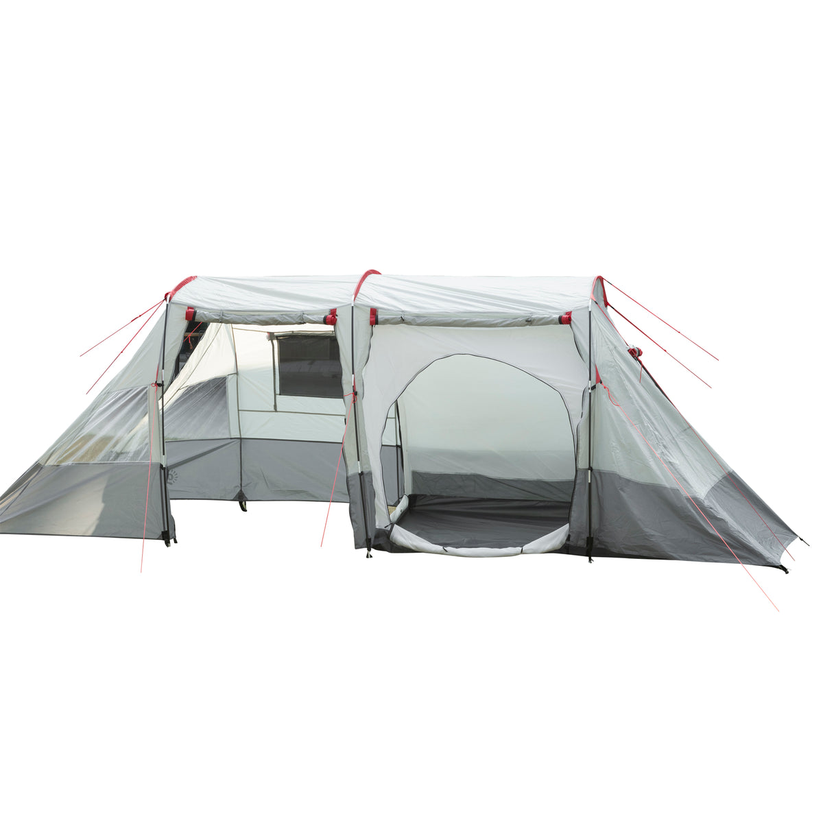 Outsunny Campingzelt, für 6-8 Personen, zwei Räume, Lampenhaken, mit Tragetasche, grau, 5,10x2,40x1,80m
