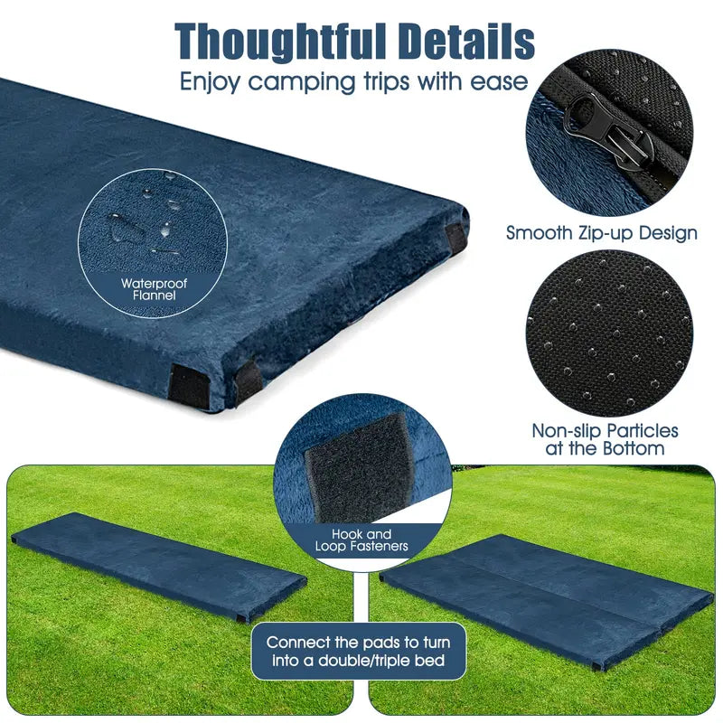 Waterproof Memory Foam Camping Mat – Roll-Up Floor Mattress with Carry Bag for Travel or Outdoors