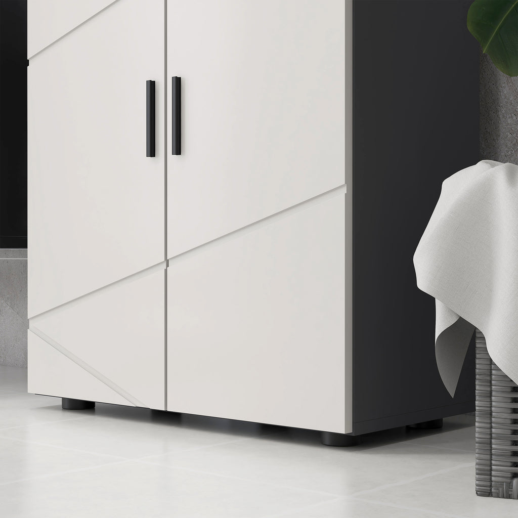 kleankin Badezimmerschrank, Badkommode, verstellbare Regale, bis zu 25 kg belastbar, Grau