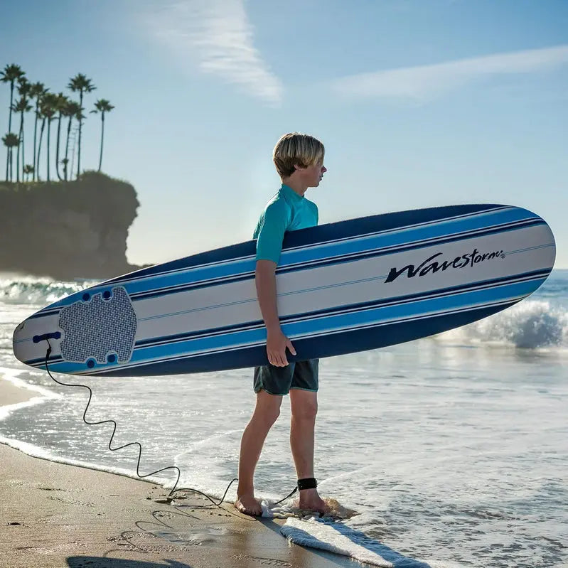 Wavestorm 8ft Foam Surfboard – Wax-Free Soft-Top Longboard for All Skill Levels, Adults & Kids
