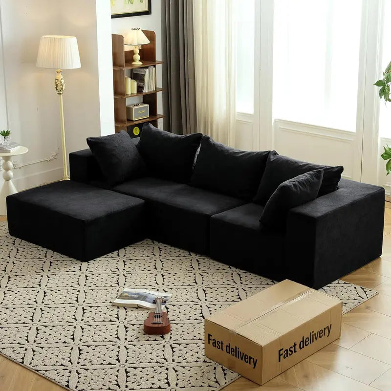 Vamcheer Modular Boneless L-Shaped Sectional — Modern Upholstered Cloud-Like Seating