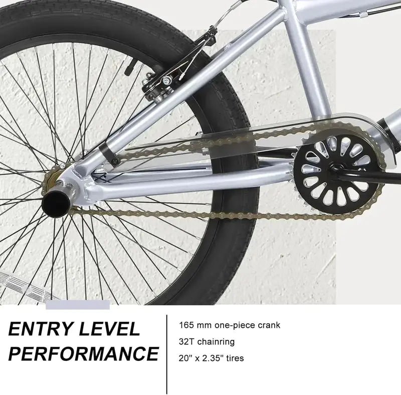 WEIZE 20-Inch BMX Bike – Durable Freestyle Stunt Bicycle for Kids and Adults, All-Terrain Ready