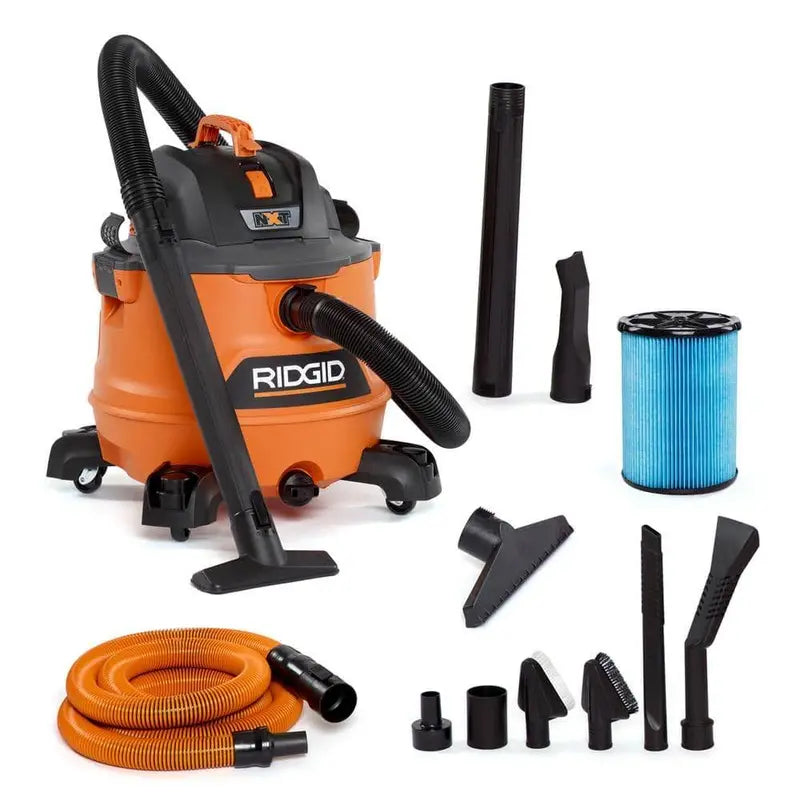 RIDGID 14-Gallon NXT Wet/Dry Shop Vacuum – 6.0 Peak HP, Fine Dust Filter & Premium Car Cleaning Kit