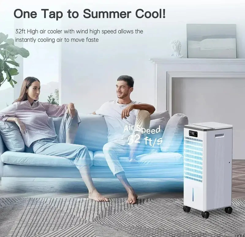 Windowless Evaporative Air Cooler – Portable 3-Mode, 3-Speed Cooler with 12-Hour Timer