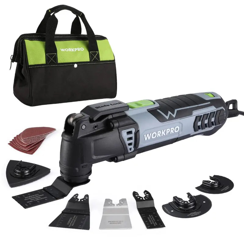 WORKPRO 3-Amp Oscillating Multi-Tool – Quick-Lock Design, 7 Speeds, 3° Oscillation, 17 Accessories + Carry Bag