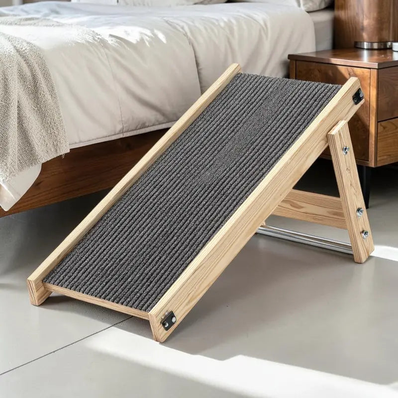 Skvonm Adjustable Wooden Folding Pet Ramp for Vehicles and Furniture