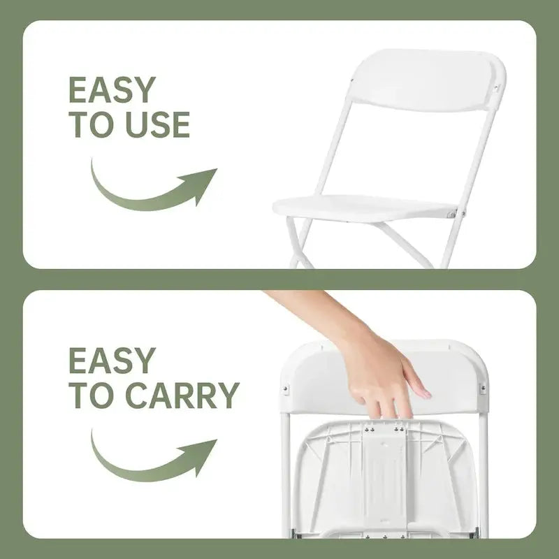Set of 10 Lightweight Folding Plastic Chairs – 350 lb. Weight Capacity, Indoor/Outdoor Use
