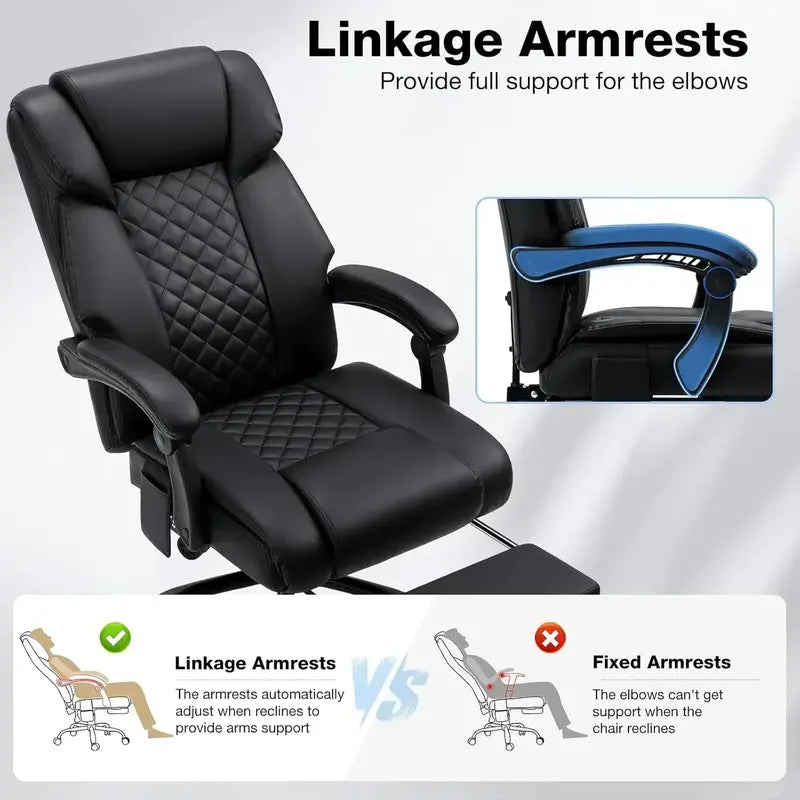 Reclining High-Back Office Chair – Built-In Heating and Full-Body Massage Functionality