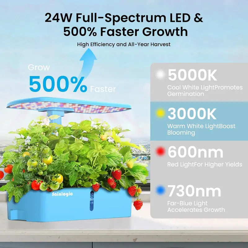 WiFi-Controlled Hydroponic Growing System – 12-Planter Smart Indoor Garden with App Integration