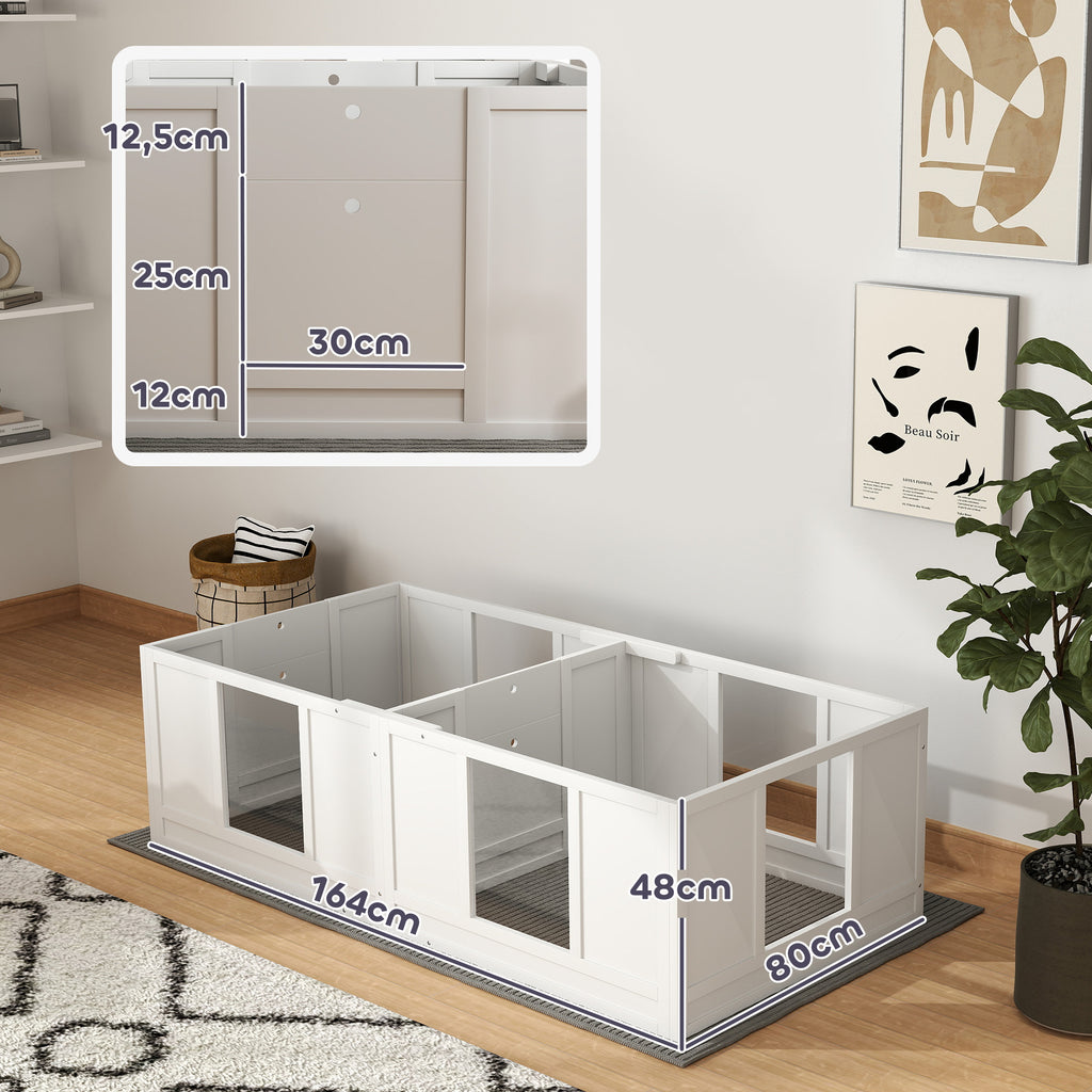 PawHut Welpenbox für Hunde, mit  klaren Paneelen, 2-Raum-Design, für kleine Hunde