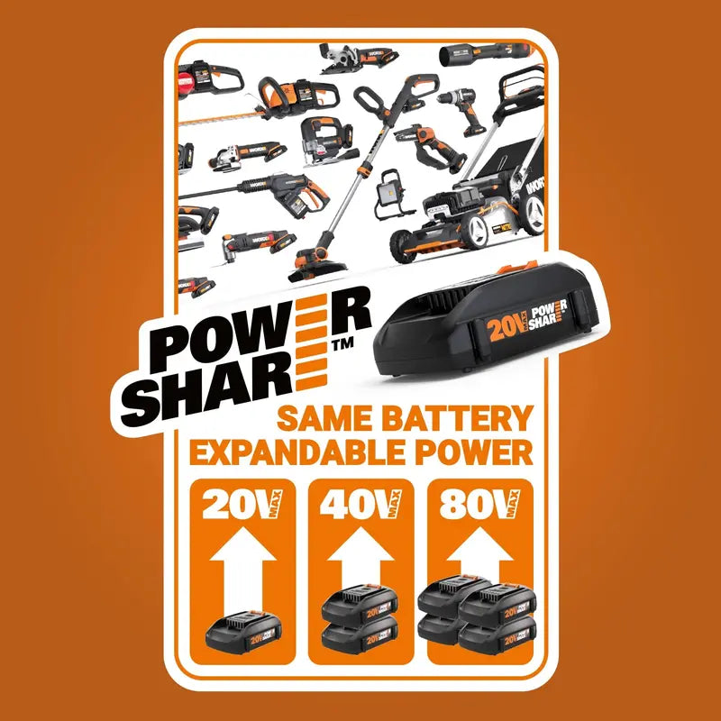 Worx WG322 20V Cordless 10-Inch Pole Saw and Chain Saw Combo – Power Share Compatible