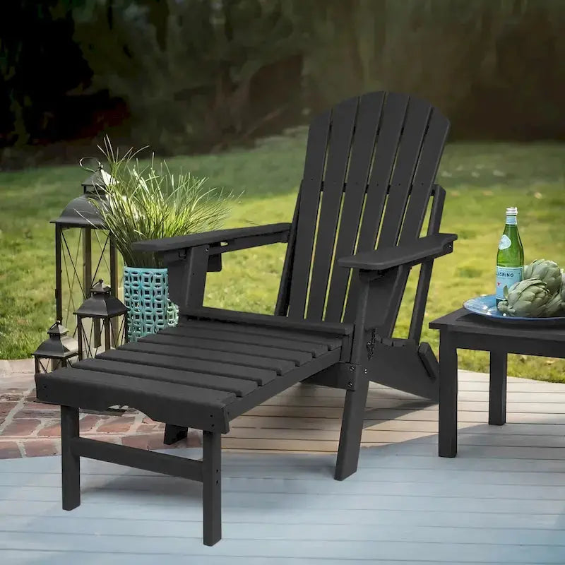 Vrakae Adjustable Folding Adirondack Chair with Matching Ottoman