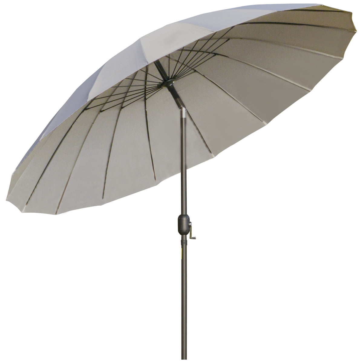 Outsunny Sonnenschirm runder Gartenschirm neigbar mit 18 Glasfaserstreben Kurbel Mast aus Metall Glasfaser Ø 2,5 m dichtes Polyester-Gewebe in Grau