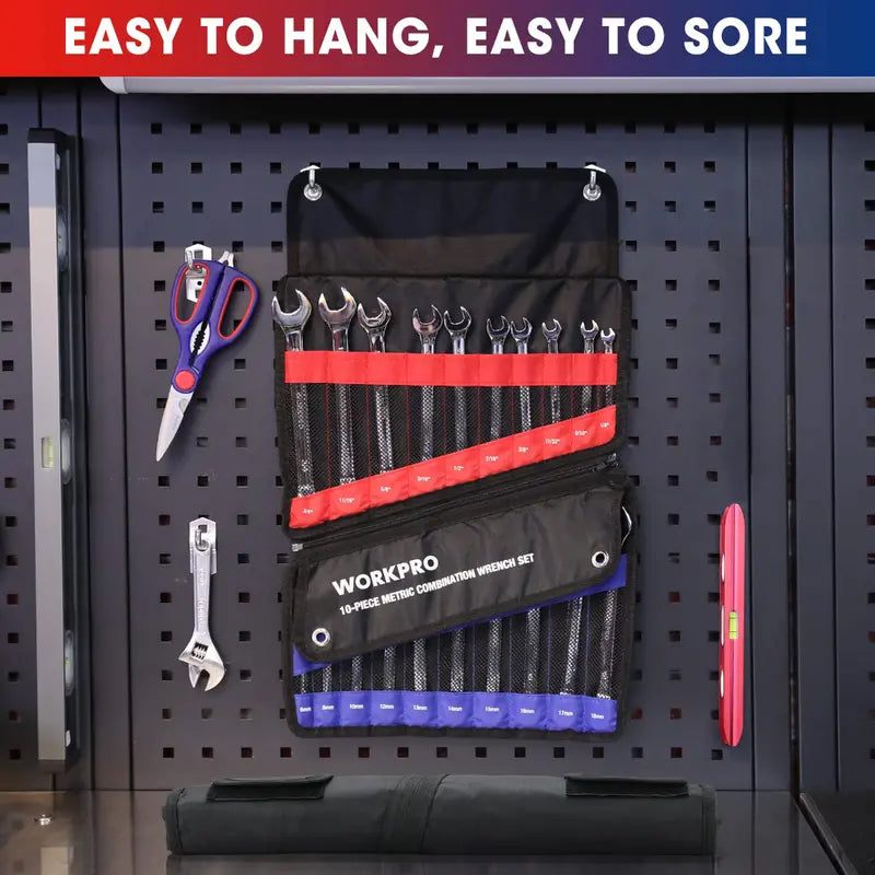 WORKPRO 20-Piece Cr-V Combination Wrench Set – Metric (6–18mm) & SAE (1/4″–3/4″) 12-Point