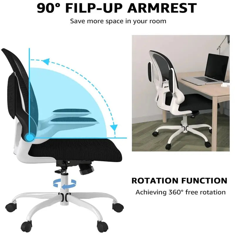 Silybon Adjustable Ergonomic Task Chair – Flip-Up Arms & Height Control