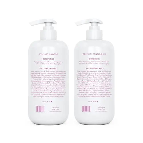 Vegan Biotin Shampoo & Conditioner Set – Clinically Tested Strengthening Formula with Rose Hips Oil, 14 oz ×2