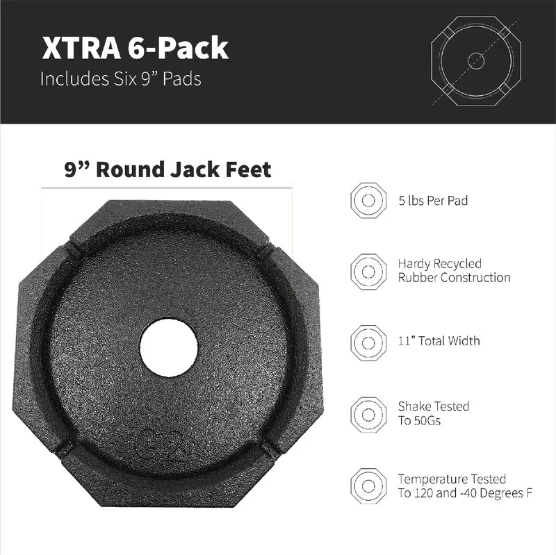 SnapPad Xtra 9-Inch Round RV Leveling Jack Pads – 6-Piece Set