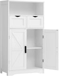 Wall-Mounted Floor Storage Cabinet with Barn Doors & Adjustable Drawers – Bathroom, Living Room, or Kitchen Organizer