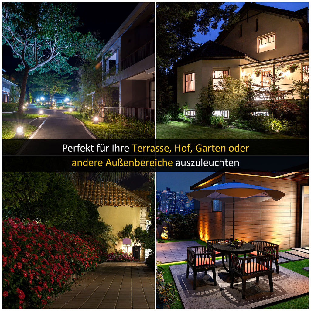 Outsunny Solar Gartenlaterne Laterne Gartenleuchte Wegleuchte mit 19 LED 130 Lumen 3000K Aluminium gehärtetes Glas Schwarz 22 x 22 x 194 cm
