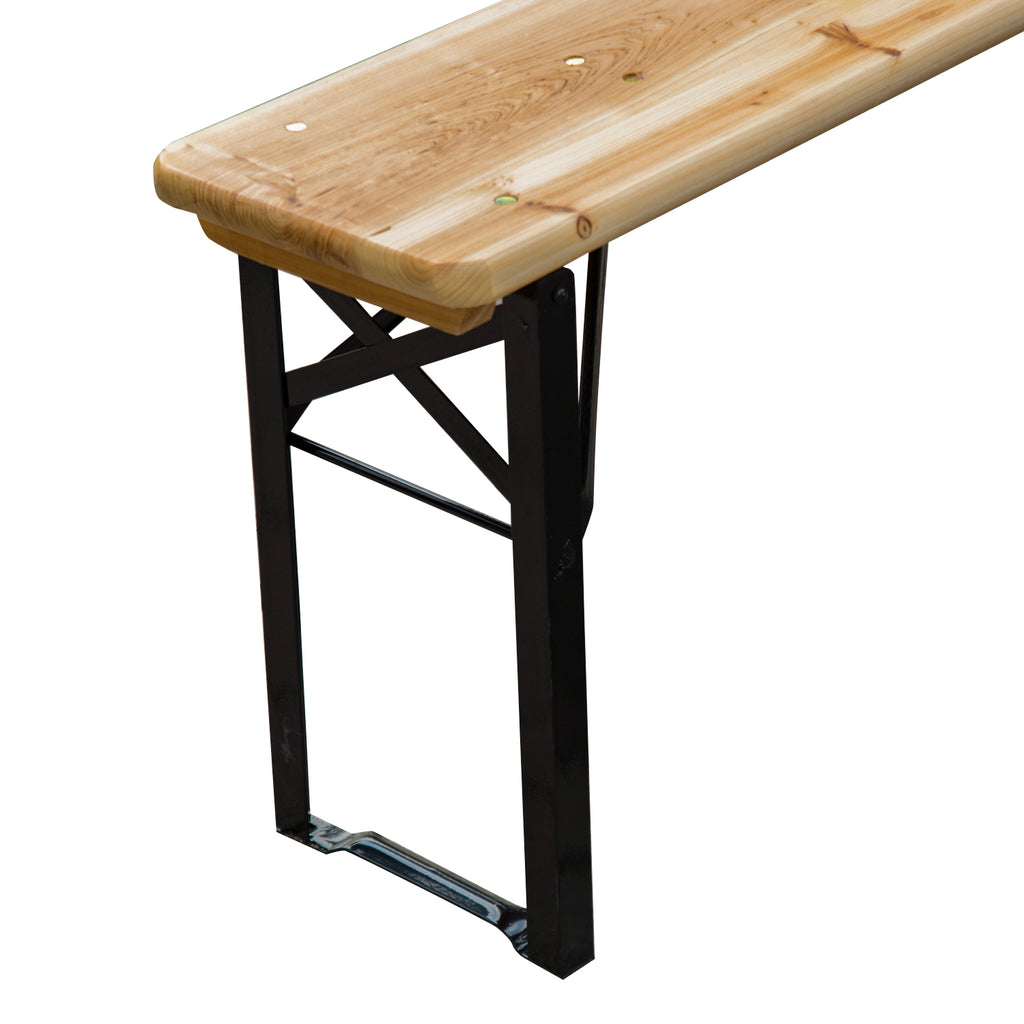 Outsunny Faltbarer Campingtisch mit Picknicktisch + 2 klappbare Bänke aus epoxidbeschichtetem Metall Schwarz Massivholz Fichte