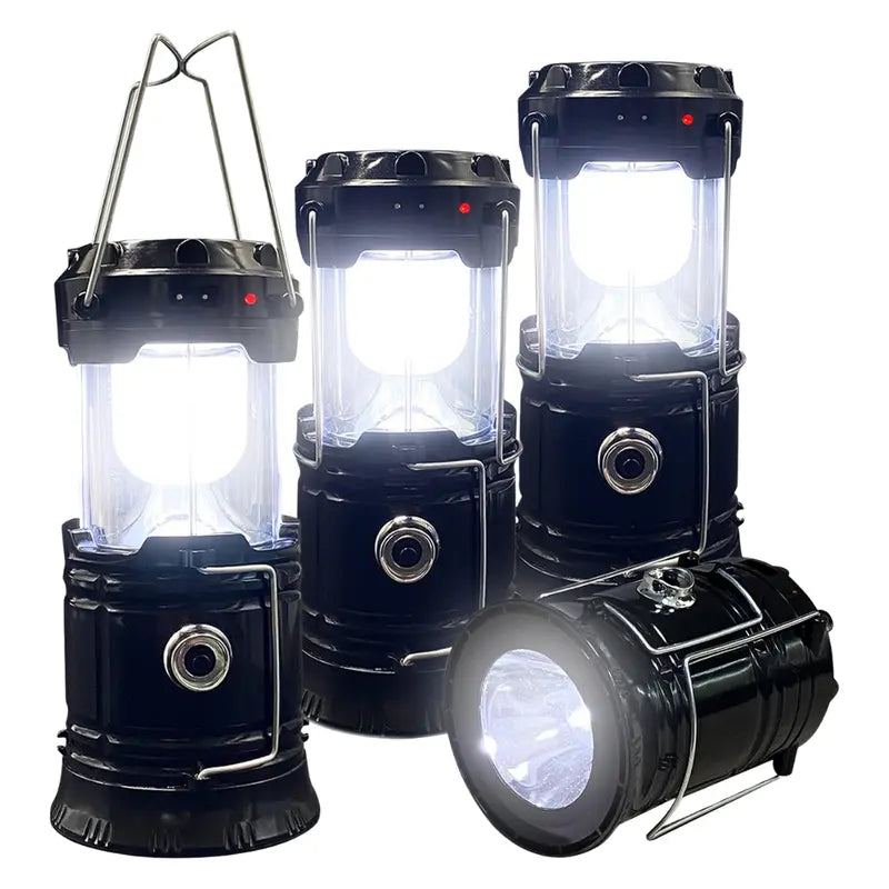 Solar + USB-Rechargeable Collapsible LED Camping Lantern