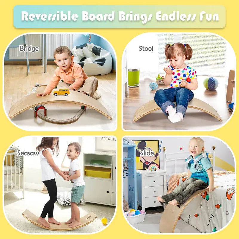 Wooden Balance Board – 35-Inch Stability Trainer for Kids and Adults (660 lb Weight Capacity)