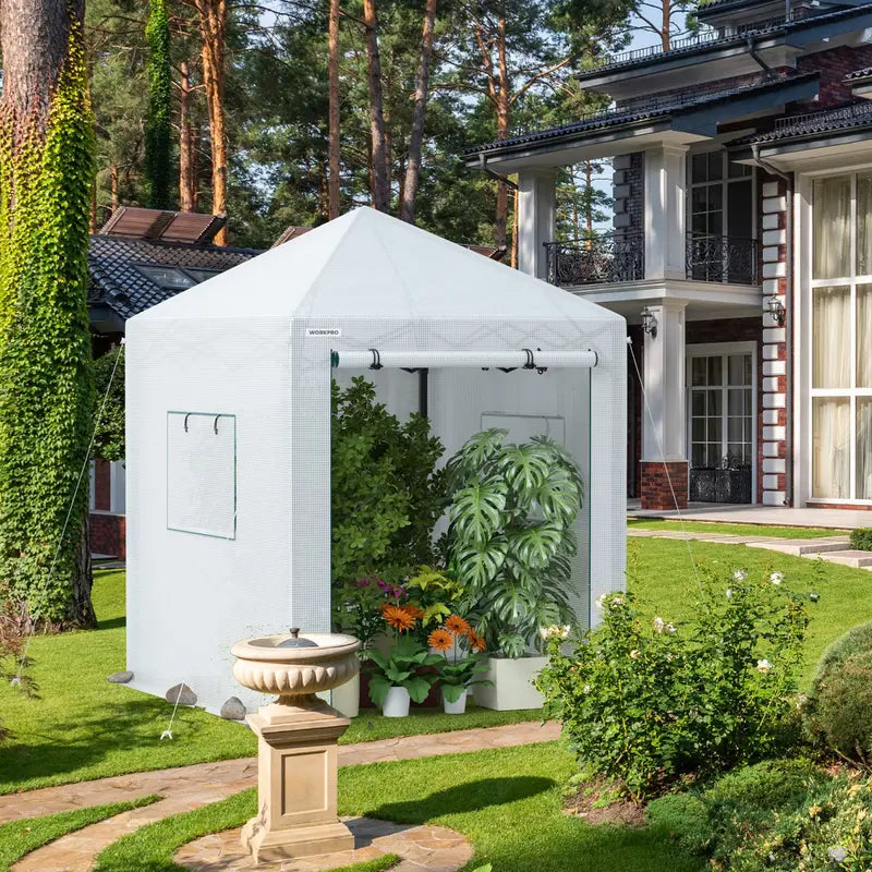 WORKPRO 8′ × 6′ Freestanding Portable Greenhouse – Easy-Assembly Growing Tent