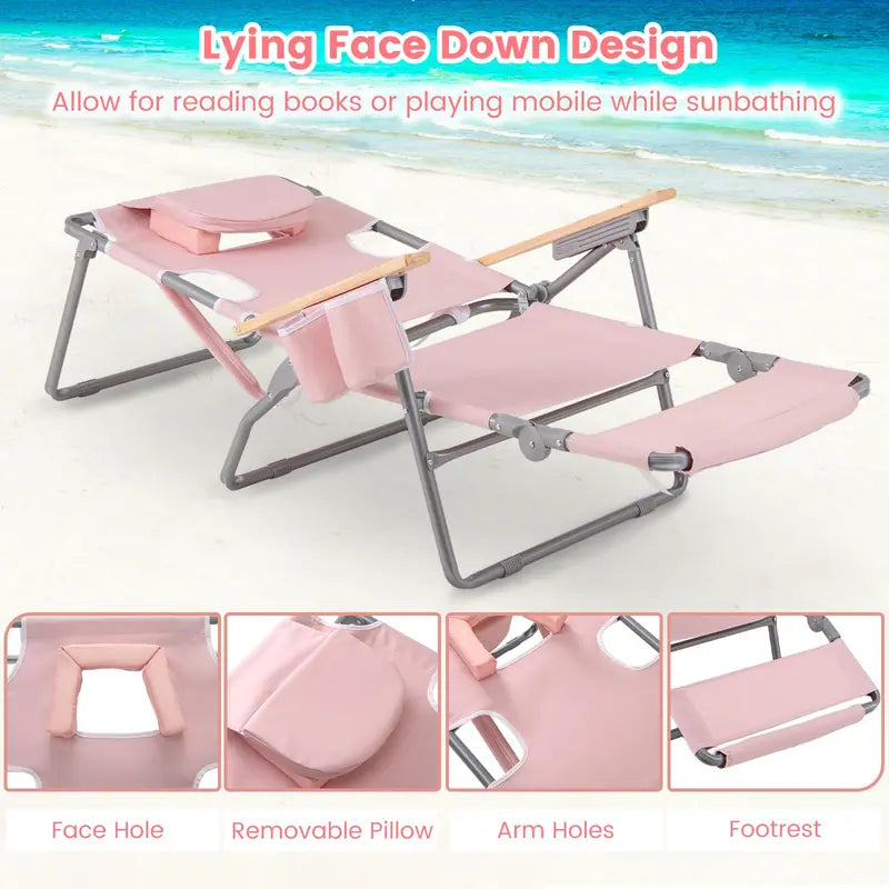 Versatile 3-in-1 Beach Chair – Foldable Recliner for Camping, Poolside, and Sunbathing