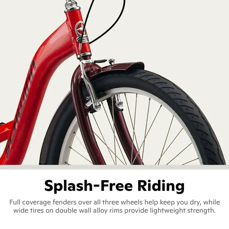 Schwinn Meridian Deluxe Adult Tricycle – Low-Step Aluminum Cruiser with 26-Inch Wheels and Adjustable Handlebars