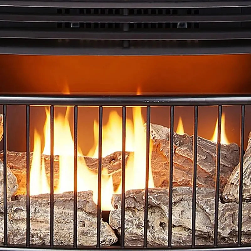 Vent-Free 25,000 BTU Dual-Fuel Fireplace – Freestanding Space-Saving Heater with Thermostat Control