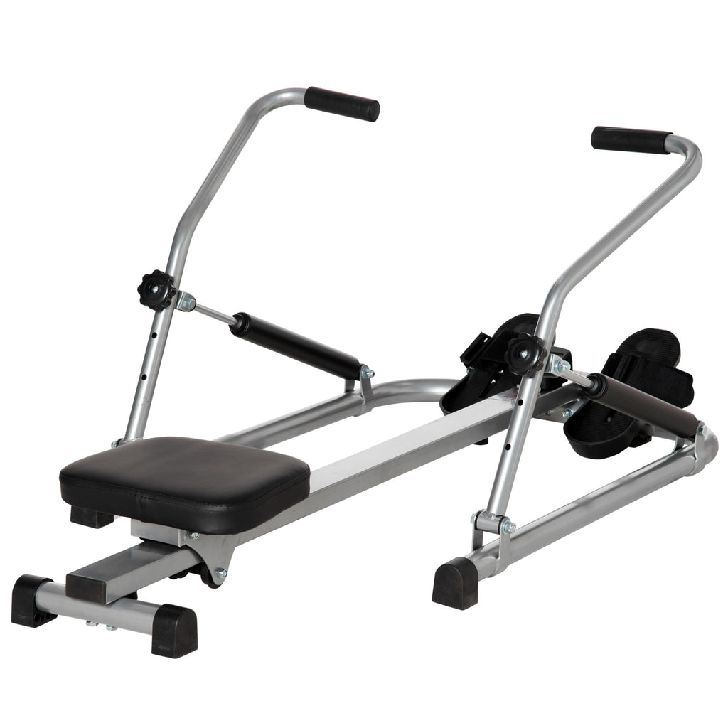 HOMCOM Klappbarer Heimruderer - 3 Widerstandsstufen, Multifunktions-LCD-Display - Stahl, ABS Schwarz Grau
